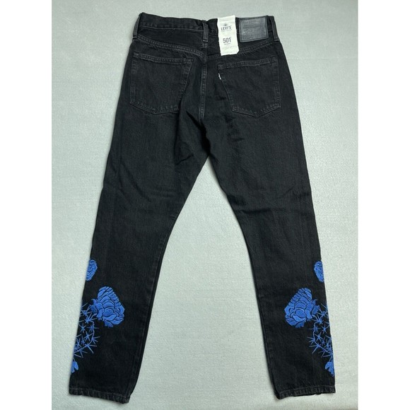 $188 Levi's 501 Jeans 27x28 Made & Crafted Selvedge High Rise Skinny Embroidered - Picture 13 of 15